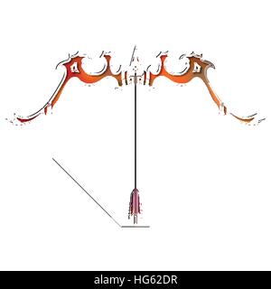 Luminose colorate arco e frecce, zodiaco Sagittario segno per la predestinazione astrologica e oroscopo Illustrazione Vettoriale