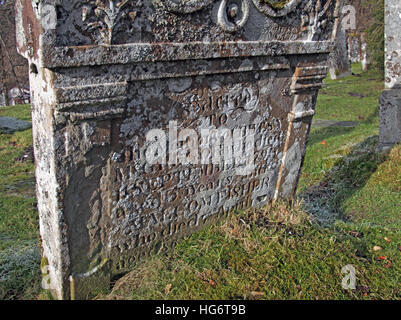 Tomba a Balquhidder,Sterling,Scozia, Regno Unito - Rob Roy MacGregors rosso luogo di riposo Foto Stock