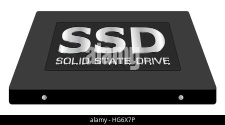 Unità a stato solido o unità SSD su sfondo bianco Illustrazione Vettoriale