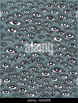 Disegnata a mano illustrazione vettoriale o di disegno di un occhio umano pattern Illustrazione Vettoriale