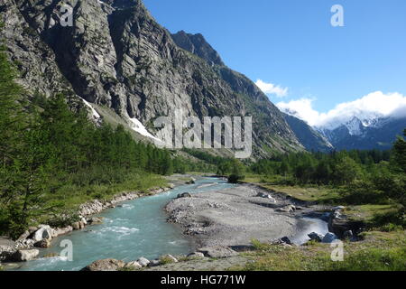 Val Ferret, nelle Alpi italiane. Foto Stock