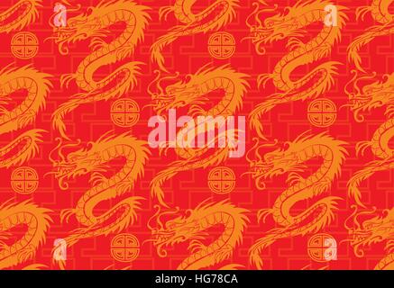 Seamless pattern draghi Illustrazione Vettoriale