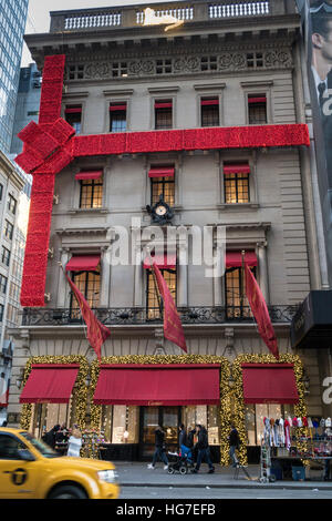 Il Cartier Mansion del tempo di Natale, NYC, STATI UNITI D'AMERICA Foto Stock