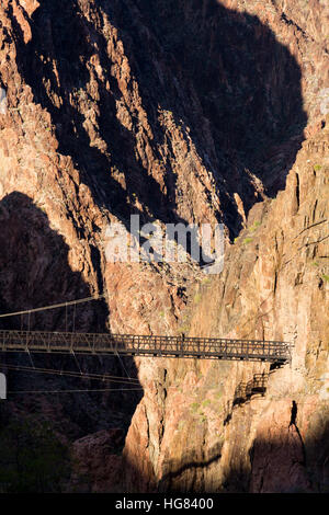 La sospensione nera Bridge nel Vishnu Metamorfico del Grand Canyon. Parco Nazionale del Grand Canyon, Arizona Foto Stock