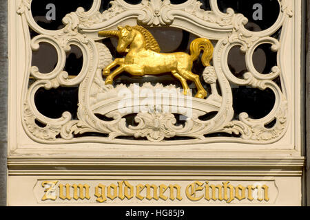 Deutschland, Renania settentrionale-Vestfalia, Aachen, Gasttätte zum Goldenen Einhorn Foto Stock