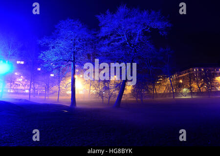 Parco nel centro di Helsinki nel Capodanno, Dicembre 31, 2016 Foto Stock