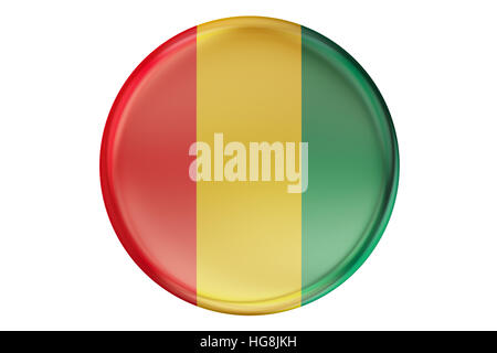 Il badge con la bandiera della Guinea, 3D rendering isolati su sfondo bianco Foto Stock