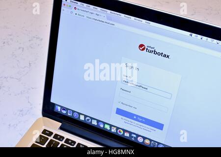 Firma nel turbo imposta sito su un Apple Macbook Pro Foto Stock