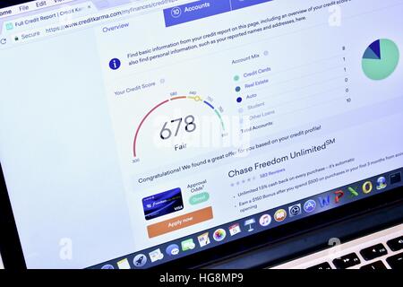 Il Karma di credito sito Web la visualizzazione del credito al consumatore cliente Foto Stock