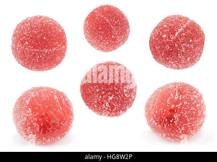 I canditi di round gelatine di frutta isolato su sfondo bianco Foto Stock