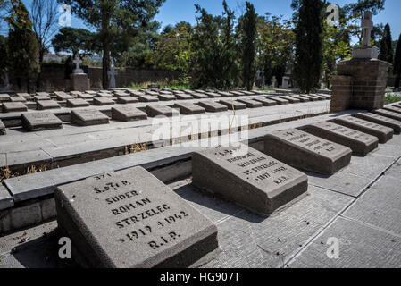 Graves sul polacco parte del cimitero Doulab a Tehran, principale e più grande luogo di sepoltura di rifugiati polacchi in Iran nel periodo di WW2 Foto Stock