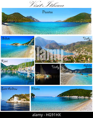 Visitare il sito web di Itaca collage ISOLE IONIE Grecia Foto Stock