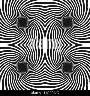 Seamless pattern di turbolenza. Linee radianti con distorsione a spirale. Rotante strisce radiali sullo sfondo Illustrazione Vettoriale