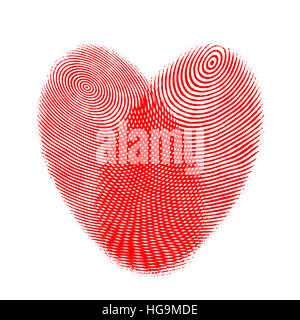 Rosso cuore di impronte digitali Foto Stock