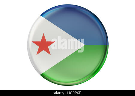 Il badge con la bandiera del Gibuti, 3D rendering isolati su sfondo bianco Foto Stock
