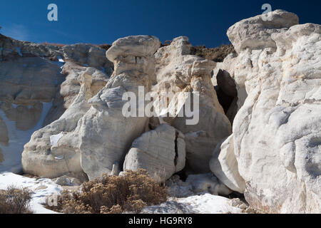 Hoodoo formazioni rocciose di arenarie e argille geologia nelle miniere di vernice Interpretive Park, vicino Calhan, Colorado, Stati Uniti d'America. Foto Stock