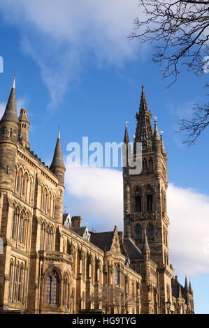 Il Gilmorehill edificio principale dell'Università di Glasgow, Scotland, Regno Unito Foto Stock