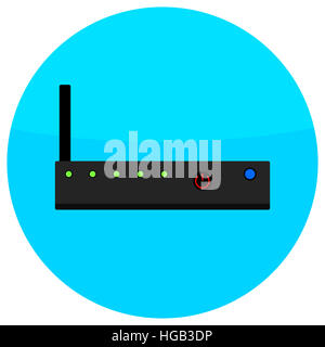 Icona piatta del router. Router di rete icona server, switch, vettore router wireless ethernet, illustrazione Foto Stock