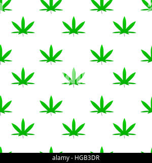 Green weed Cannabis leaf pattern. La droga la marijuana medica, la pianta di cannabis sfondo senza giunture. Illustrazione Vettoriale Foto Stock