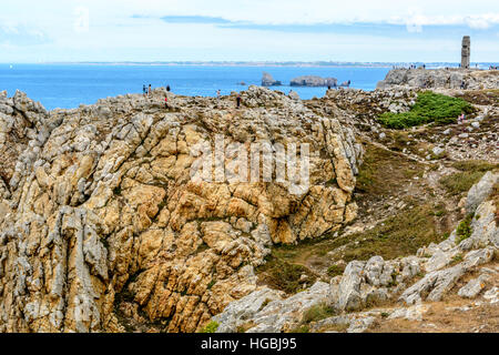 Pointe du Toulinguet, scogliere intorno Camaret, Crozon, Bretagna, Presqu-il de Crozon, Francia Foto Stock