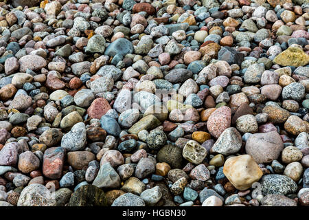 Molti grandi e piccoli ciottoli pietre, su una spiaggia, isola di Ruegen, costa baltica, Germania Foto Stock