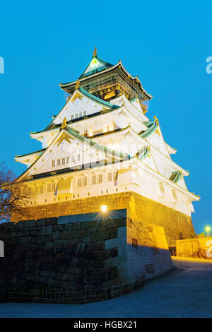 Il castello di Himeji di notte Foto Stock