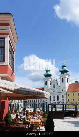 Györ (Raab): Szechenyi quadrato con Ignazio chiesa , Györ-Moson-Sopron, Ungheria Foto Stock