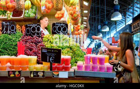 Il mercato della Boqueria, Barcellona Foto Stock