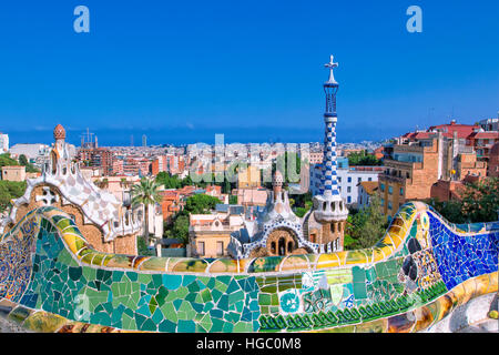 Parco Guell di Gaudì a Barcellona Foto Stock
