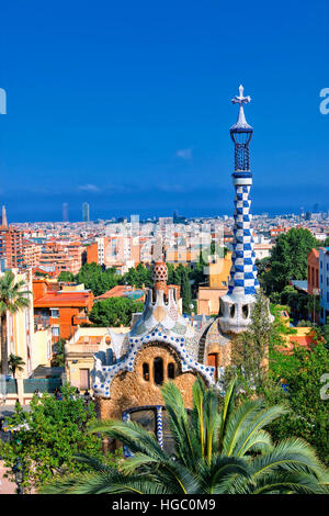 Parco Guell di Gaudì a Barcellona Foto Stock