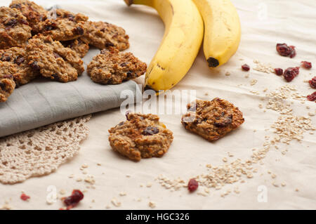 Banana Biscotti di farina di avena Foto Stock