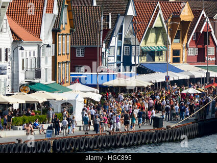 Porto storico magazzini, Stavanger, Norvegia, Scandinavia, Europa. Foto Stock