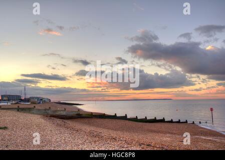 Tramonto a Whitstable Foto Stock