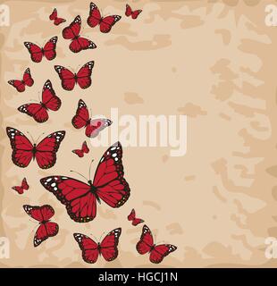 Illustrazione vettoriale di colorate farfalle vintage Illustrazione Vettoriale