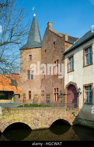 Deutschland, NRW, Kreis Düren, Nörvenich-Rommelsheim, Burg Bubenheim. Die 1237 entstandene Niederungsburg liegt in einer Gehölzinsel in der sonst baum Foto Stock