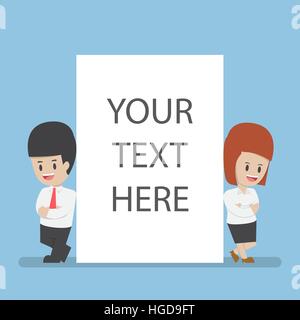 La gente di affari addossate alla Vergine la carta formato A4, business pubblicità concept Illustrazione Vettoriale