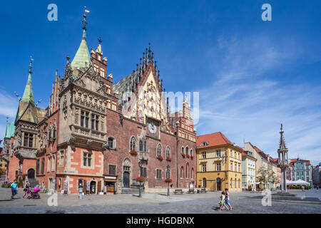 Piazza del mercato nella città di Wroclaw Foto Stock