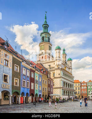 Case pittoresche e Square nella città di Poznan Foto Stock