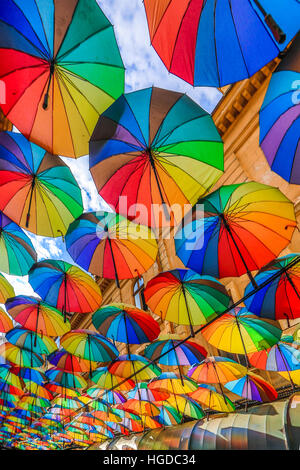 La Romania, Bucarest City, Città Vecchia, bar terrazza Foto Stock