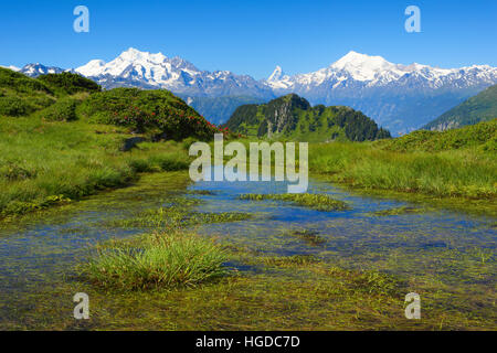 Alpi svizzere, Mischabel, Cervino, il Weisshorn, Canton Vallese, Svizzera Foto Stock