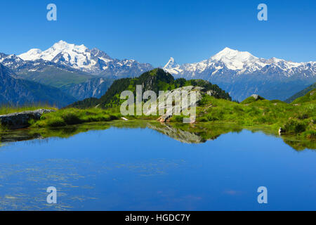 Alpi svizzere, Mischabel, Cervino, il Weisshorn, Canton Vallese, Svizzera Foto Stock