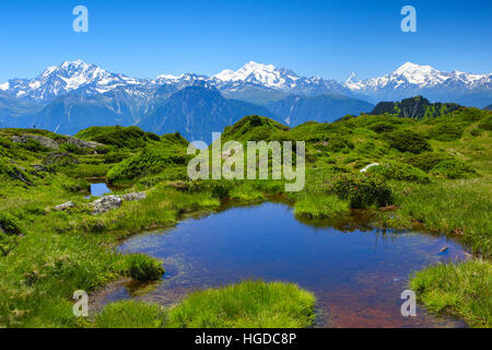 Alpi svizzere, Mischabel, Cervino, il Weisshorn, Canton Vallese, Svizzera Foto Stock