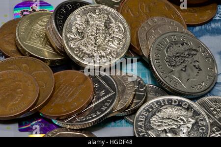Collezione di monete Britanniche Foto Stock