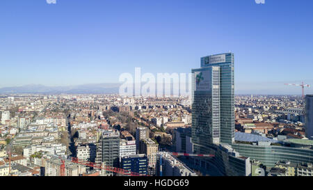 Vista aerea del Palazzo Lombardia, Milano, Italia. la Regione Lombardia grattacielo, la piazza città di Lombardia Foto Stock