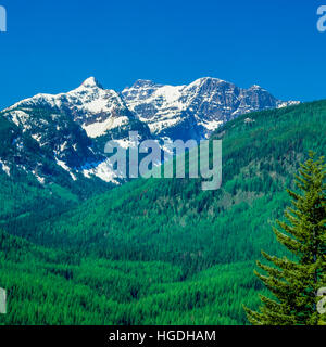 Al di sopra dei picchi di Elk Creek Valley in missione montagne deserto vicino a condon, montana Foto Stock