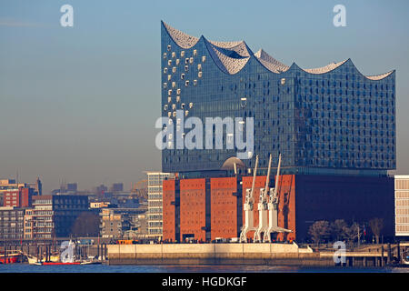 Elbphilharmonie, Elbe Philharmonic Hall, HafenCity, porto di Amburgo, Amburgo, Germania Foto Stock