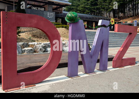 Zona smilitarizzata DMZ segno della Corea del Sud Foto Stock