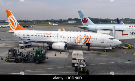 Low cost carrier GOL Boeing 737 Aeroporto di Guarulhos Sao Paulo in Brasile Foto Stock