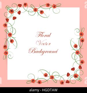 Vettore di floral background con papavero rosso per il biglietto di auguri o un invito design. Illustrazione Vettoriale