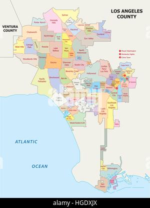 Los Angeles mappa amministrativa Illustrazione Vettoriale